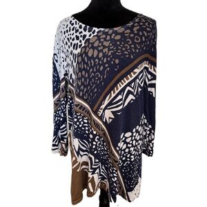 Chico's Taupe and Navy Knit Tunic